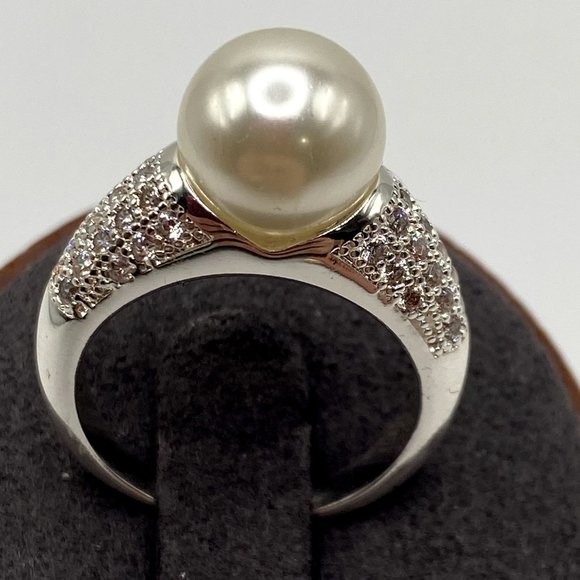 Jewelry - CHARTER CLUB Fine Silver Plate Pavé & Imitation Pearl Ring FASHION JEWELRY